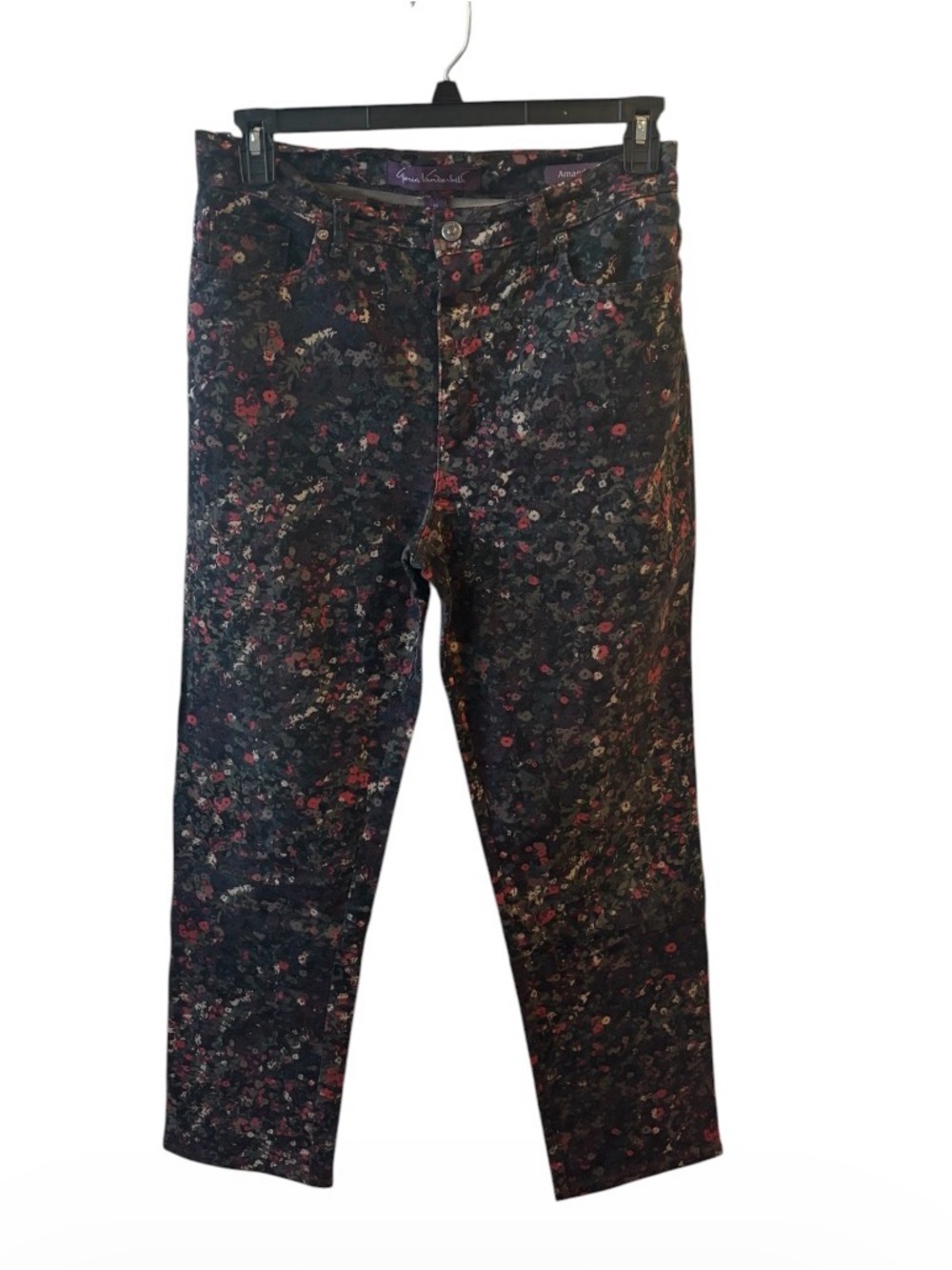 Gloria Vanderbilt Black Floral Ankle Jeans